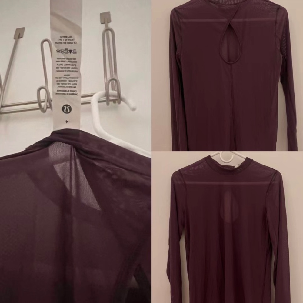 Like new Lululemon keyhole mesh long sleeve shirt size 4 in color grape thistle